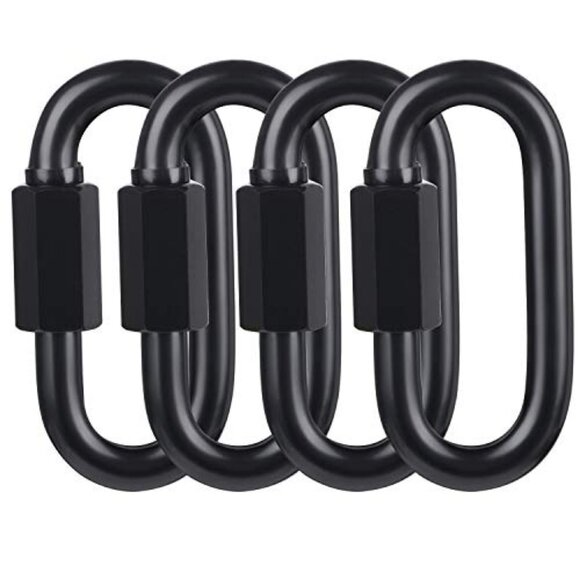 BEWISHOME D-Shape Locking Carabiner Black Rings HDK03H - Picture 1 of 7